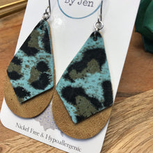 Load image into Gallery viewer, Double Stacked Teardrop Earrings:Turquoise Leopard &amp; Weathered Tan