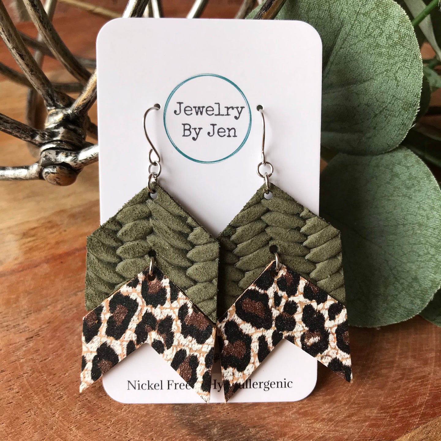 Double Chevron: Olive Braided & Cheetah