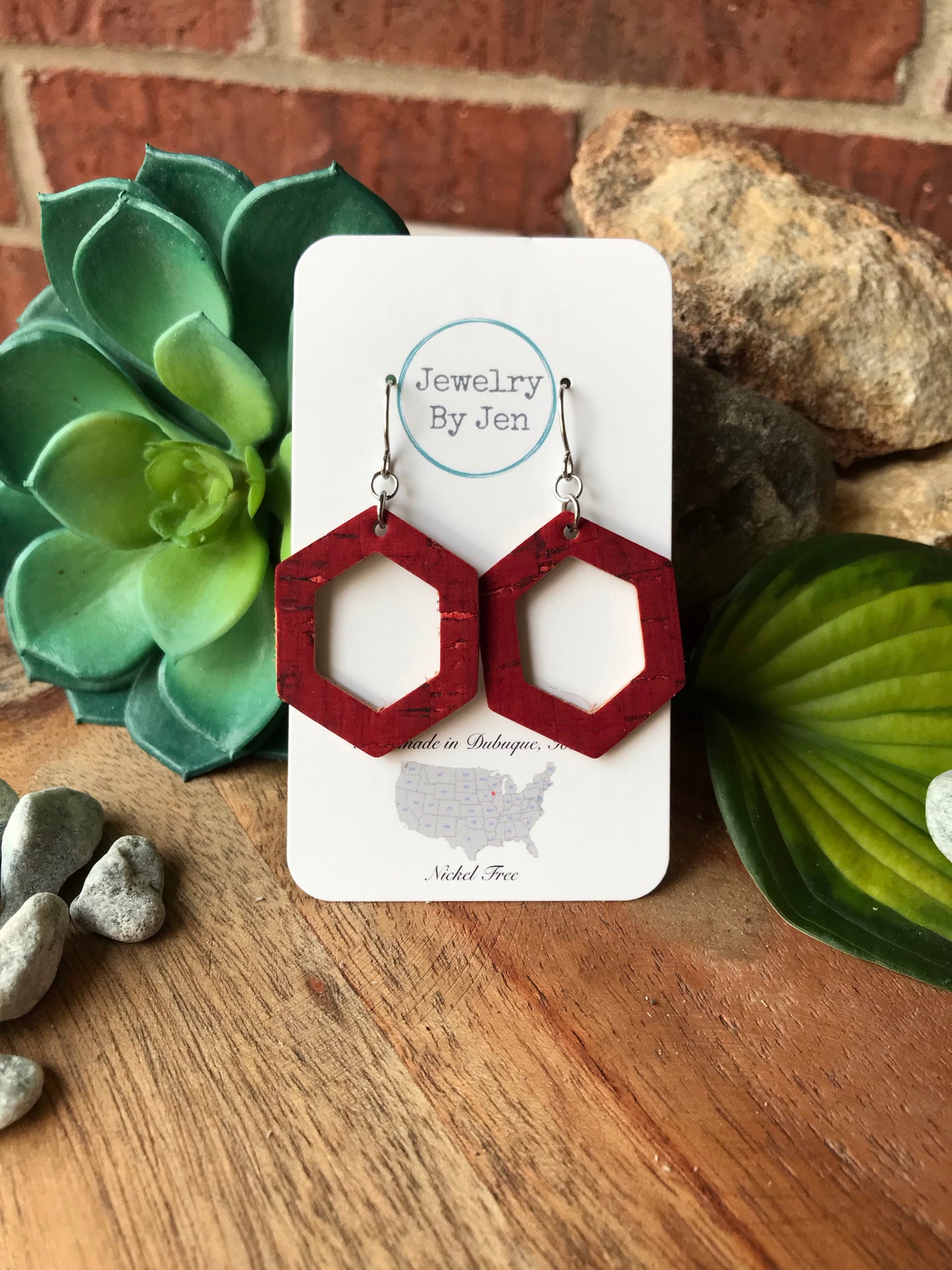 Red Cork Cutout Hexagon